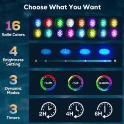 Pool- & Spatilbehør^OBOSOE poolbelysning 2-pak genopladelige LED undervandslamper, IP68 vandtæt med fjernbetjening – til pool, spa og fest