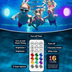 Pool- & Spatilbehør^OBOSOE poolbelysning 2-pak genopladelige LED undervandslamper, IP68 vandtæt med fjernbetjening – til pool, spa og fest