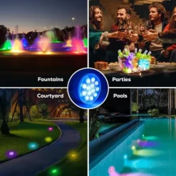 Pool- & Spatilbehør^OBOSOE poolbelysning 2-pak genopladelige LED undervandslamper, IP68 vandtæt med fjernbetjening – til pool, spa og fest