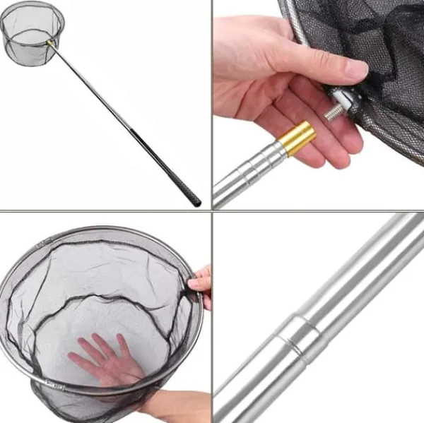 Pool- & Spatilbehør^OBOSOE Poolfælde/Poolskimmernet/Teleskopisk Stålstangsnet - 147 cm Udtrækkelig Bladskimmer til Pool & Spa | Til under- og bebygget pool, dam og sauna | CDON