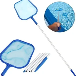 Hot OBOSOE Poolnet/Poolskimmernet/Teleskopisk Stålstangnet - 160 cm Udtrækkelig Bladskimmer til Pool & Spa | Til under- og bebygget pool, dam og sauna Pool- & Spatilbehør