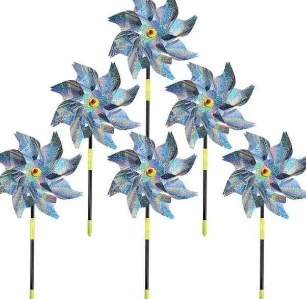 New OBOSOE Reflective Scarecrow Windmill – 6-pak fugleafvisende middel til have og frugtplantage Vinddekoration