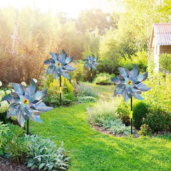 New OBOSOE Reflective Scarecrow Windmill – 6-pak fugleafvisende middel til have og frugtplantage Vinddekoration