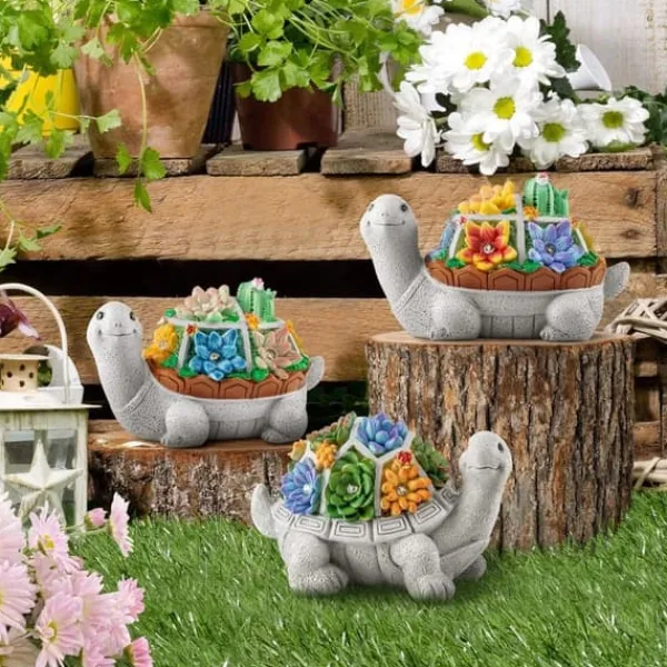 Best OBOSOE Solar Lampe Turtle Udendørs Statue – Havedekoration og ornament til terrasse Havedekorationer