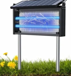 Discount OBOSOE Solar Light Myggedræber Udendørs & Indendørs - Vandtæt 45×25×18cm, 4500V til Altan/Camping Insektmiddel & Dyreafvisende Middel