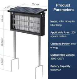 Discount OBOSOE Solar Light Myggedræber Udendørs & Indendørs - Vandtæt 45×25×18cm, 4500V til Altan/Camping Insektmiddel & Dyreafvisende Middel