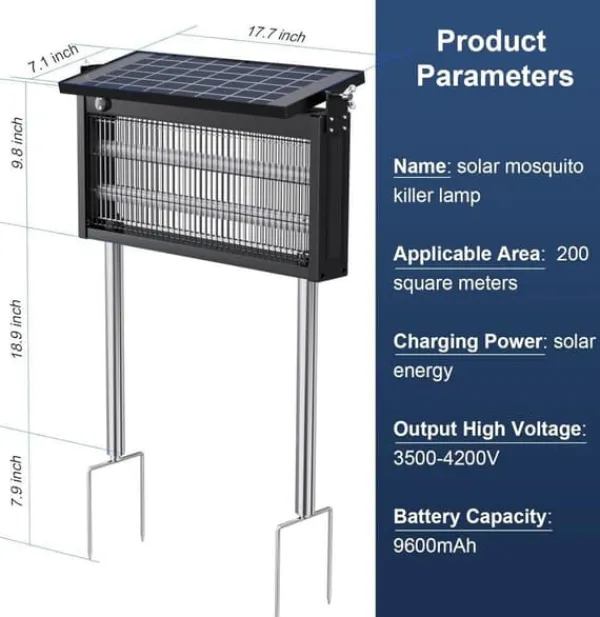 Discount OBOSOE Solar Light Myggedræber Udendørs & Indendørs - Vandtæt 45×25×18cm, 4500V til Altan/Camping Insektmiddel & Dyreafvisende Middel