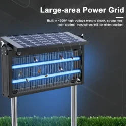 Discount OBOSOE Solar Light Myggedræber Udendørs & Indendørs - Vandtæt 45×25×18cm, 4500V til Altan/Camping Insektmiddel & Dyreafvisende Middel