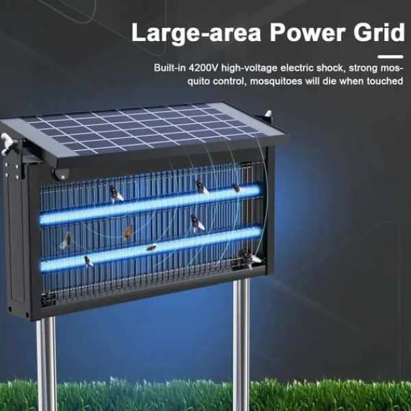 Discount OBOSOE Solar Light Myggedræber Udendørs & Indendørs - Vandtæt 45×25×18cm, 4500V til Altan/Camping Insektmiddel & Dyreafvisende Middel