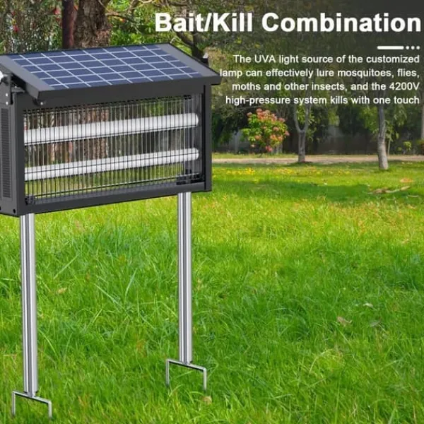 Discount OBOSOE Solar Light Myggedræber Udendørs & Indendørs - Vandtæt 45×25×18cm, 4500V til Altan/Camping Insektmiddel & Dyreafvisende Middel