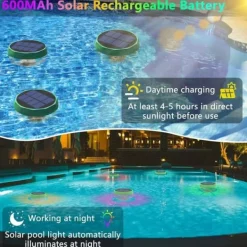 Outlet OBOSOE Solar Lights til Pool - 2-Pack RGB LED lys med automatisk farveskift, perfekt til fest og dekoration Pool- & Spatilbehør