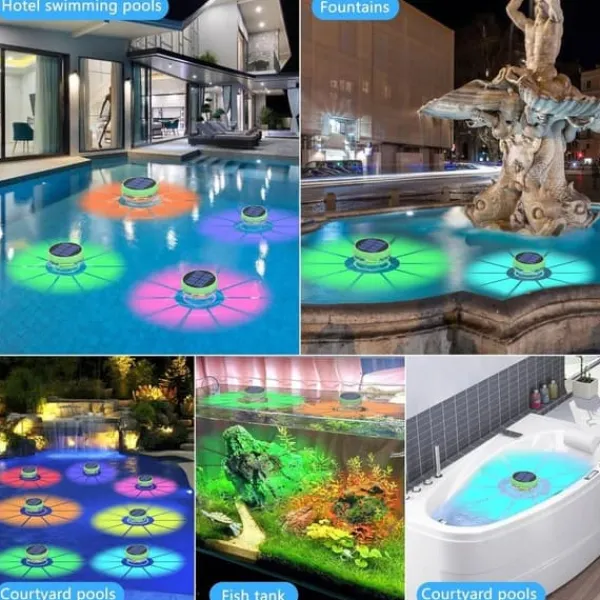 Outlet OBOSOE Solar Lights til Pool - 2-Pack RGB LED lys med automatisk farveskift, perfekt til fest og dekoration Pool- & Spatilbehør
