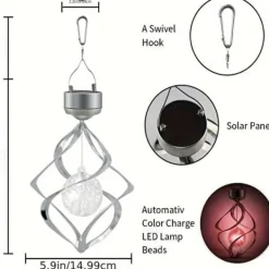 Vinddekoration^OBOSOE Solar Powered Wind Chime & Lantern - Auto Color Changing, Vejrbestandig LED Udendørs Dekoration Til Have, Halloween