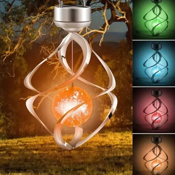 Vinddekoration^OBOSOE Solar Powered Wind Chime & Lantern - Auto Color Changing, Vejrbestandig LED Udendørs Dekoration Til Have, Halloween