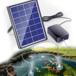 Best OBOSOE solcelledrevet iltpumpe til dam og akvarium – lydløs luftpumpe med solpanel til udendørs brug Springvand & Damme