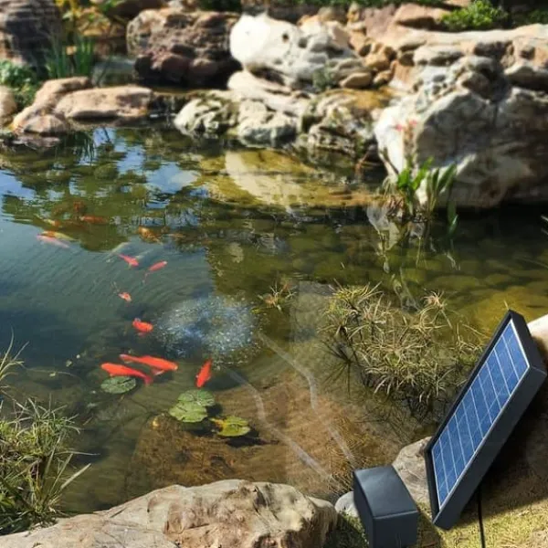 Best OBOSOE solcelledrevet iltpumpe til dam og akvarium – lydløs luftpumpe med solpanel til udendørs brug Springvand & Damme