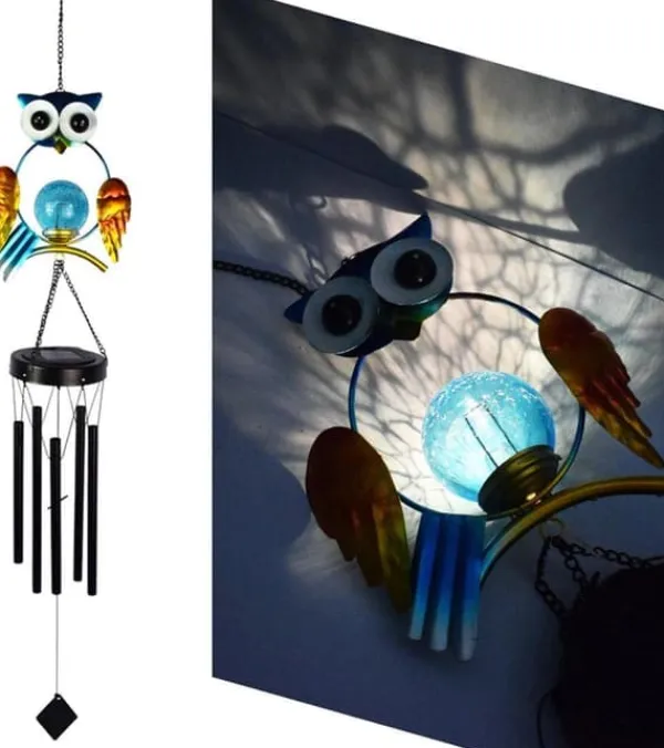 Discount OBOSOE Solpowerad Owl Wind Chime - 100 cm Vandtæt Aluminium/Jern Wind Chime | Fjernophængt dekoration til have og udendørs Vinddekoration