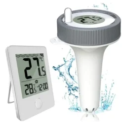 Online OBOSOE trådløst flydende pooltermometer med fjernaflæsning, LED-display og RCC – vandafvisende IPX8, perfekt til pool og spa Pool- & Spatilbehør