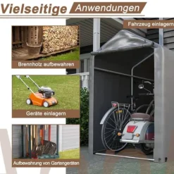 Sale Opbevaringsrum 187x100x160 cm, cykelgarage, haveskur, lagerzelt, mørkegrå Skure, Garager & Carports