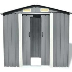 Best Opbevaringsskur i metal - Holdbart og vejrbestandigt | Størrelse: 204x132x186 cm | Farve: Grå Skure, Garager & Carports