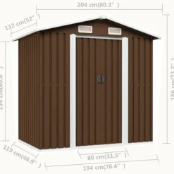 Skure, Garager & Carports^Opbevaringsskur til haven 204x132x186 cm stål brun - Haveskur - Haveskure - Home & Living