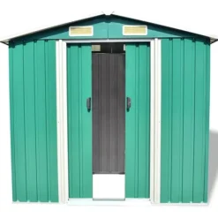 Outlet Opbevaringsskur til haven 204x132x186 cm metal grøn - Haveskur - Haveskure - Home & Living Skure, Garager & Carports