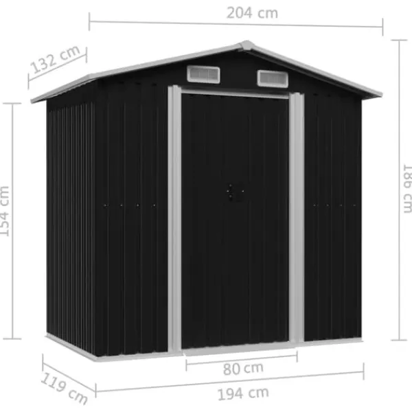 Sale Opbevaringsskur til haven 204x132x186 cm stål antracitgrå - Haveskur - Haveskure - Home & Living Skure, Garager & Carports