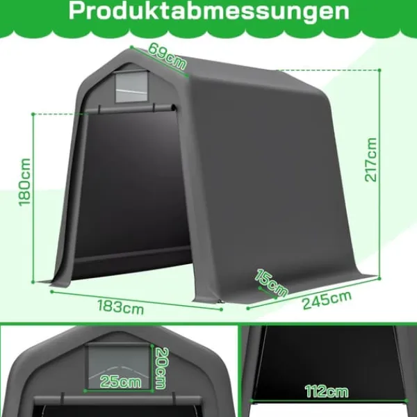 Skure, Garager & Carports^Opbevaringsskur, Vandtæt PE-materiale, Rulledørdesign,245x183x217cm