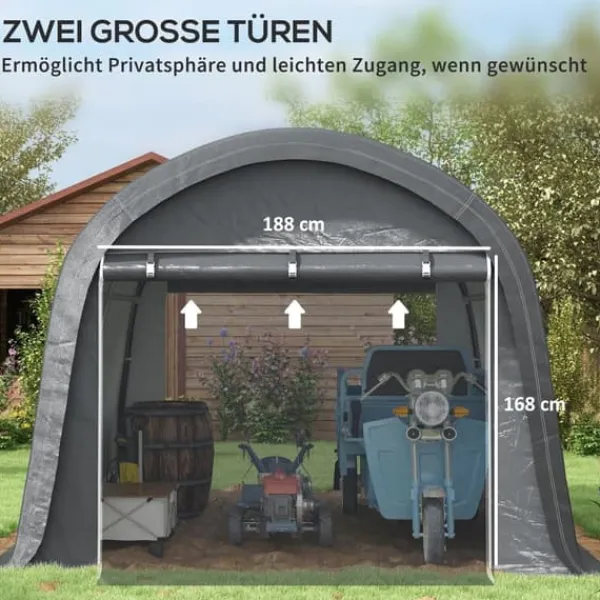 Skure, Garager & Carports^Opbevaringstelt 3×3 m, UV-beskyttelse, vandafvisende, stål/PE, grå, to rulleporte