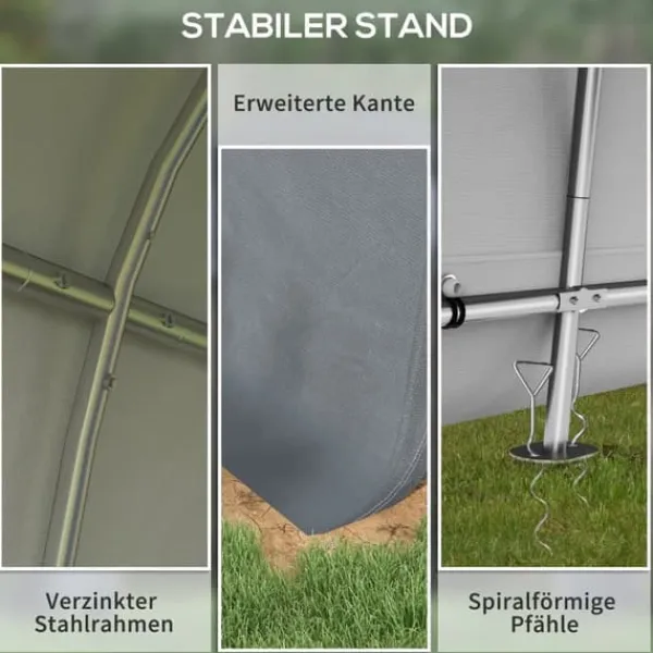 Online Opbevaringstelt 3×3 m, UV-beskyttelse, vandafvisende, stål/PE, grå, to rulleporte Skure, Garager & Carports
