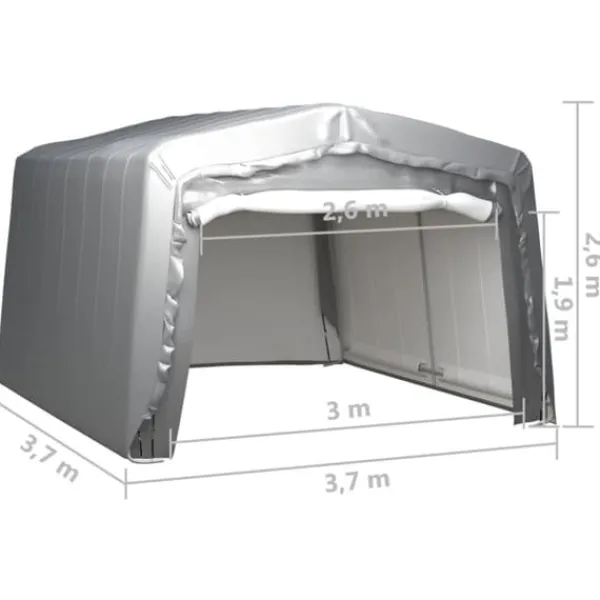 Skure, Garager & Carports^Opbevaringstelt 370x370 cm - Vandtæt og UV-resistent | Farve: Grå | Størrelse: 370x370 cm