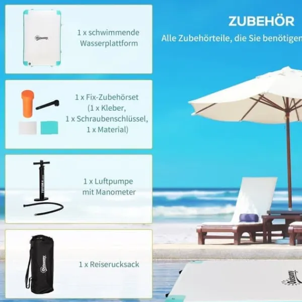 Pool- & Spatilbehør^Oppustelig flydeø 304×204×15 cm, op til 500 kg, til pool & sø