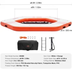 Online Oppustelig flydende dock, 259x20,3 cm, hvid, trampolin net pool Pool- & Spatilbehør