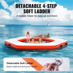 Online Oppustelig flydende dock, 259x20,3 cm, hvid, trampolin net pool Pool- & Spatilbehør