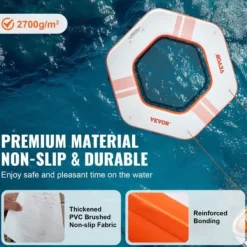 Online Oppustelig flydende dock, 259x20,3 cm, hvid, trampolin net pool Pool- & Spatilbehør