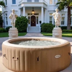 Sale Oppustelig jacuzzi 6 personer – Firkantet – LED-belysning – 130 massagedyser – 910L – 185 x 185 x 65 cm – Boblebad / Spabad / Spa til indendørs og ude | CDON Spa & Udendørsbad