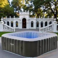 Online Oppustelig spabad Majestic Square – 6-personers jacuzzi – Firkantet 185x185 cm – LED-belysning – 130 massagedyser – Op til 40°C – 2400W – Til indendør | CDON Spa & Udendørsbad