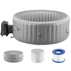 Online Oppusteligt Spa, 4 til 6 Personer, 2080 x 660 mm, Rundt Bærbart Udendørsspa, Komfort og Afslapning Spa & Udendørsbad