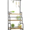 Sale Outsunny Blomsterhylde med 3 niveauer, Naturtræ & Metal, 80x36x174cm Plantestativer