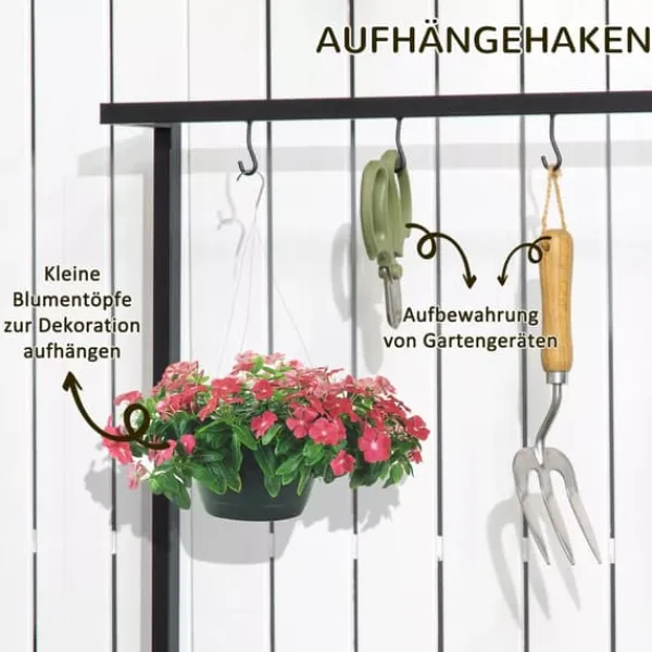 Sale Outsunny Blomsterhylde med 3 niveauer, Naturtræ & Metal, 80x36x174cm Plantestativer