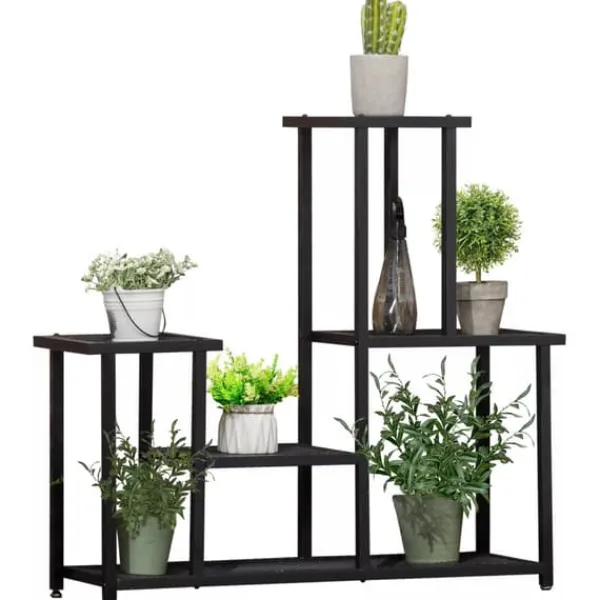 New Outsunny Blomsterreol - Metal, Sort, 4 Niveauer, 91x25x83cm Plantestativer