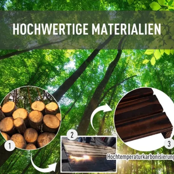 Best Outsunny Blomsterreol i Grantræ - Forkullet, 123,5x33x80cm, 4 niveauer Plantestativer