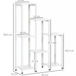 Plantestativer^Outsunny Blomsterstander Mellemrumsholder Hylder Hvid Stål 7 Niveauer Indendørs Udendørs 65x23x94.5cm