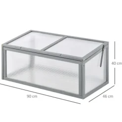 Sale Outsunny drivhus af grantræ og polycarbonat, grå, 90x46x40cm Drivhus
