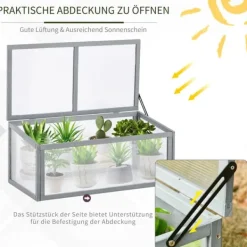 Sale Outsunny drivhus af grantræ og polycarbonat, grå, 90x46x40cm Drivhus