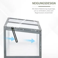 Sale Outsunny drivhus af grantræ og polycarbonat, grå, 90x46x40cm Drivhus