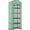 Drivhus^Outsunny Drivhus med 5 Hylder, Gr'n Plast/St'l, 69x49x193 cm