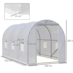 Drivhus^Outsunny Drivhus 350x200x200cm Foliedrivhus, Plantehus, Folie til haven
