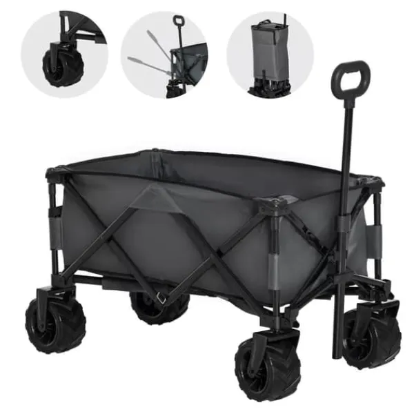 Discount Outsunny Foldbar Håndvogn 360°, Havevogn med teleskophåndtag, op til 20 kg, justerbar håndtagshøjde Haveværktøj