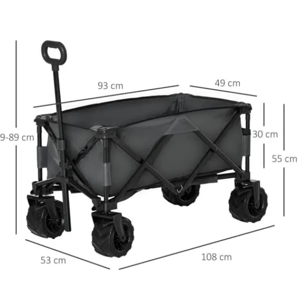 Discount Outsunny Foldbar Håndvogn 360°, Havevogn med teleskophåndtag, op til 20 kg, justerbar håndtagshøjde Haveværktøj